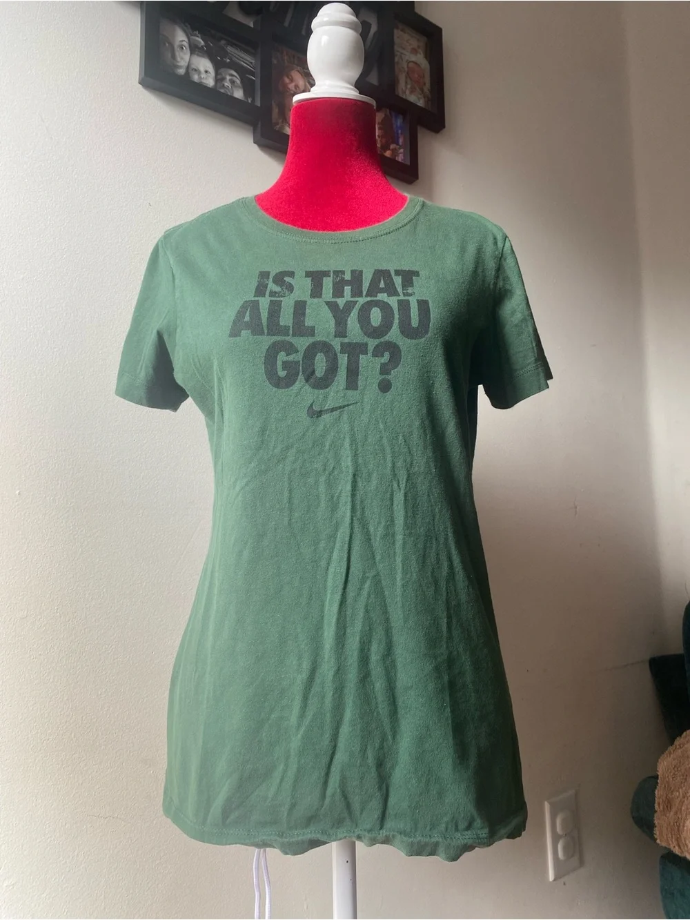 Nike Green Short-Sleeve Graphic Tee with Black Text